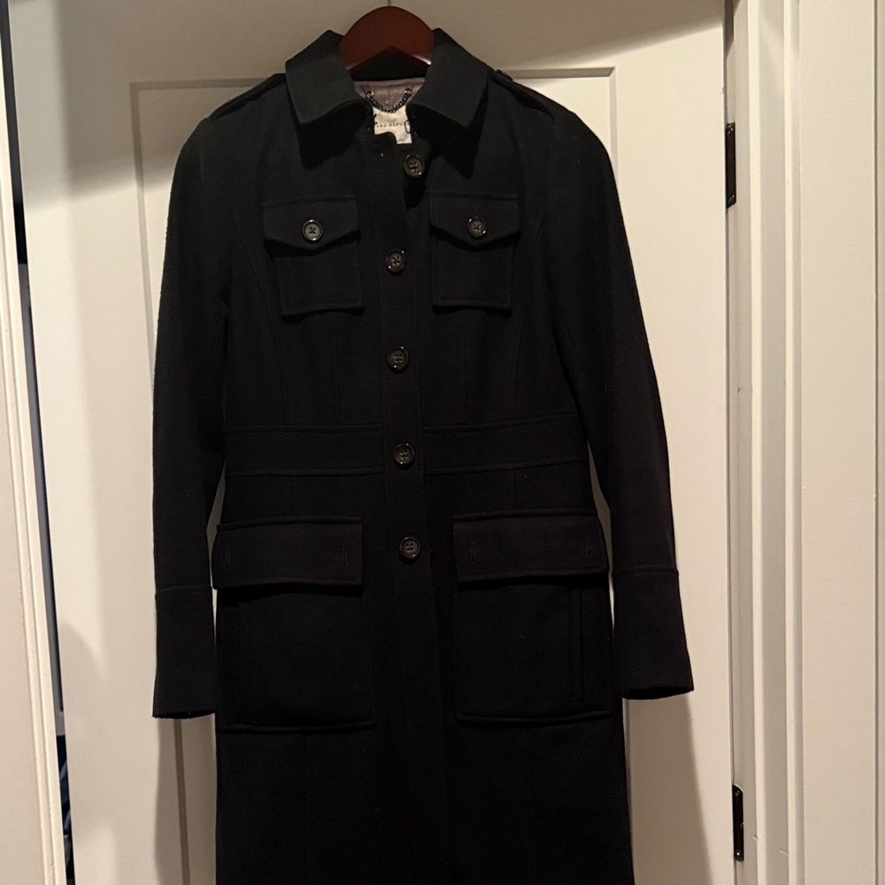 Banana Republic Black Italian Fabric Winter  Coat with Button Accents